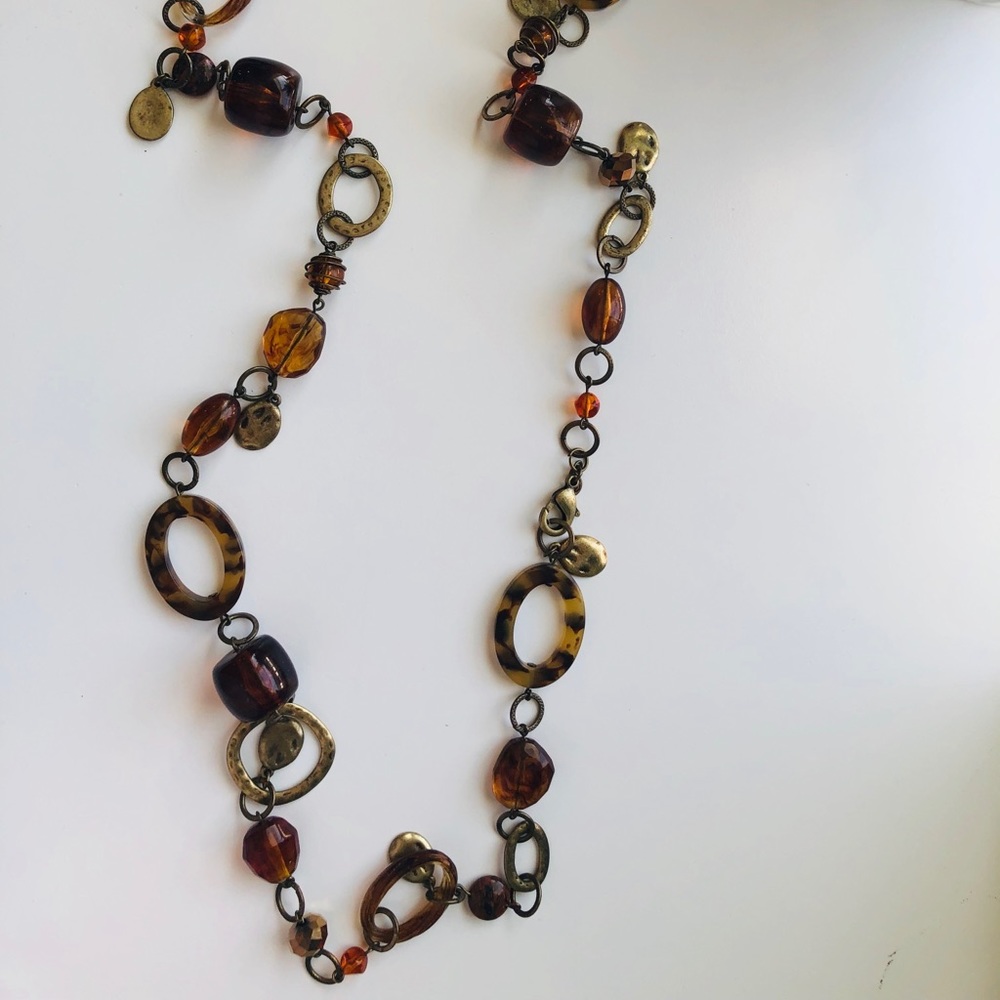 Premier Designs tortoise shell and gold necklace